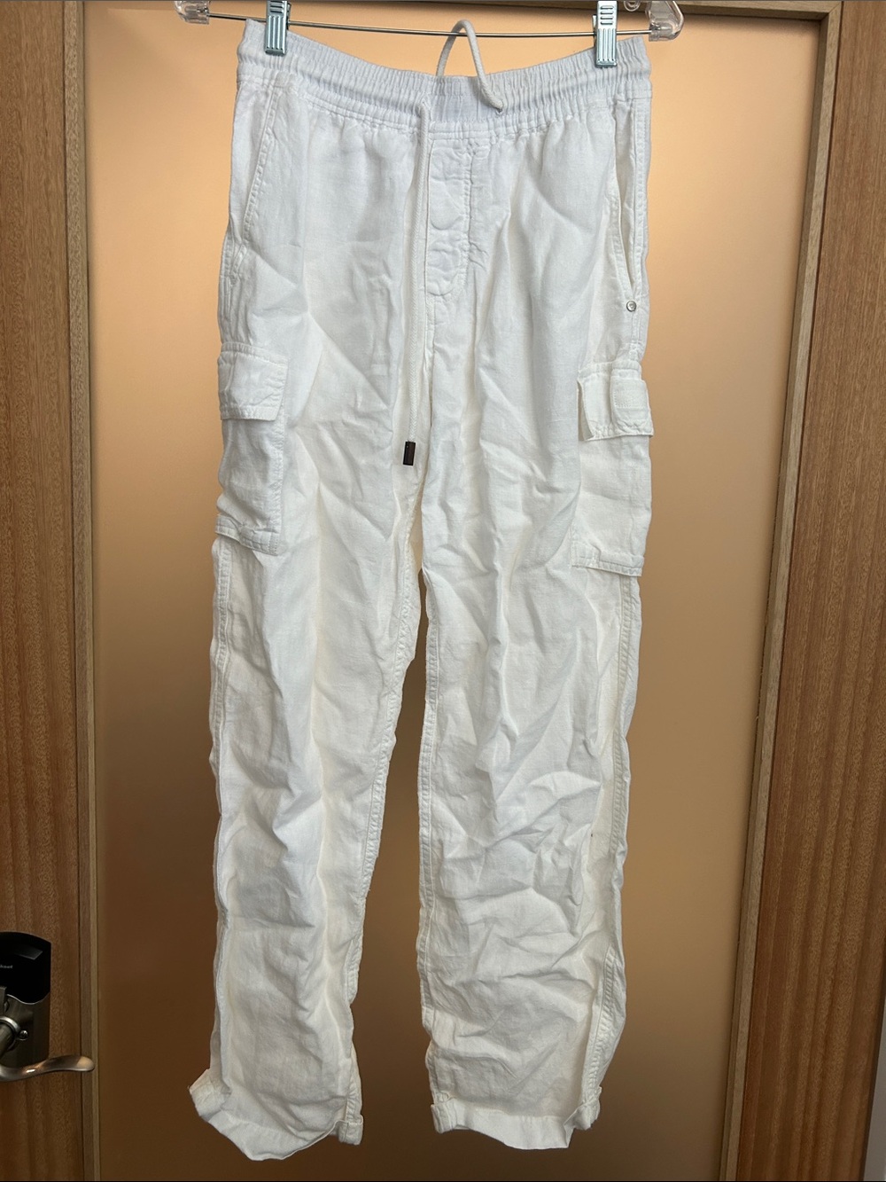 Vilebrequin White Men's Cargo Pants with Drawstring Waist